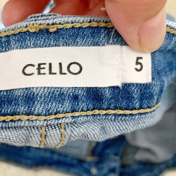 Cello Medium Wash Hi Rise Distressed  Raw Hem Stretch Skinny Cropped Jeans - Picture 11 of 13